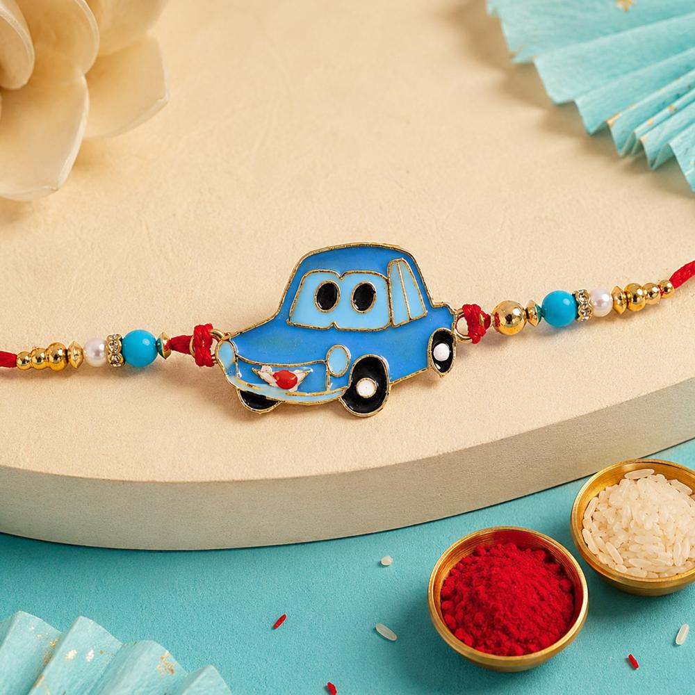 Kids Car Rakhi, Playful Design with Red Thread for Brothers