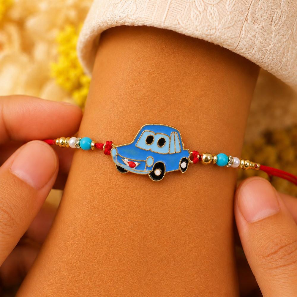 Kids Car Rakhi, Playful Design with Red Thread for Brothers