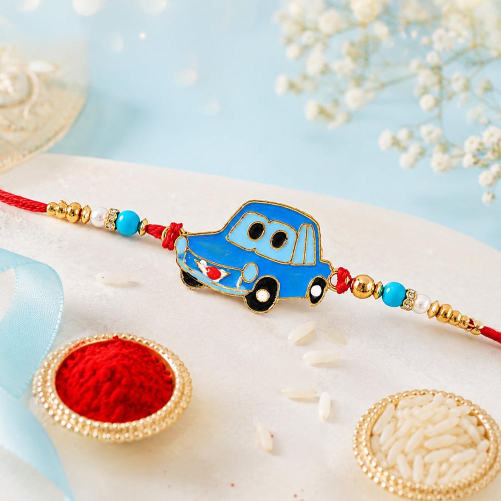 Kids Car Rakhi, Playful Design with Red Thread for Brothers