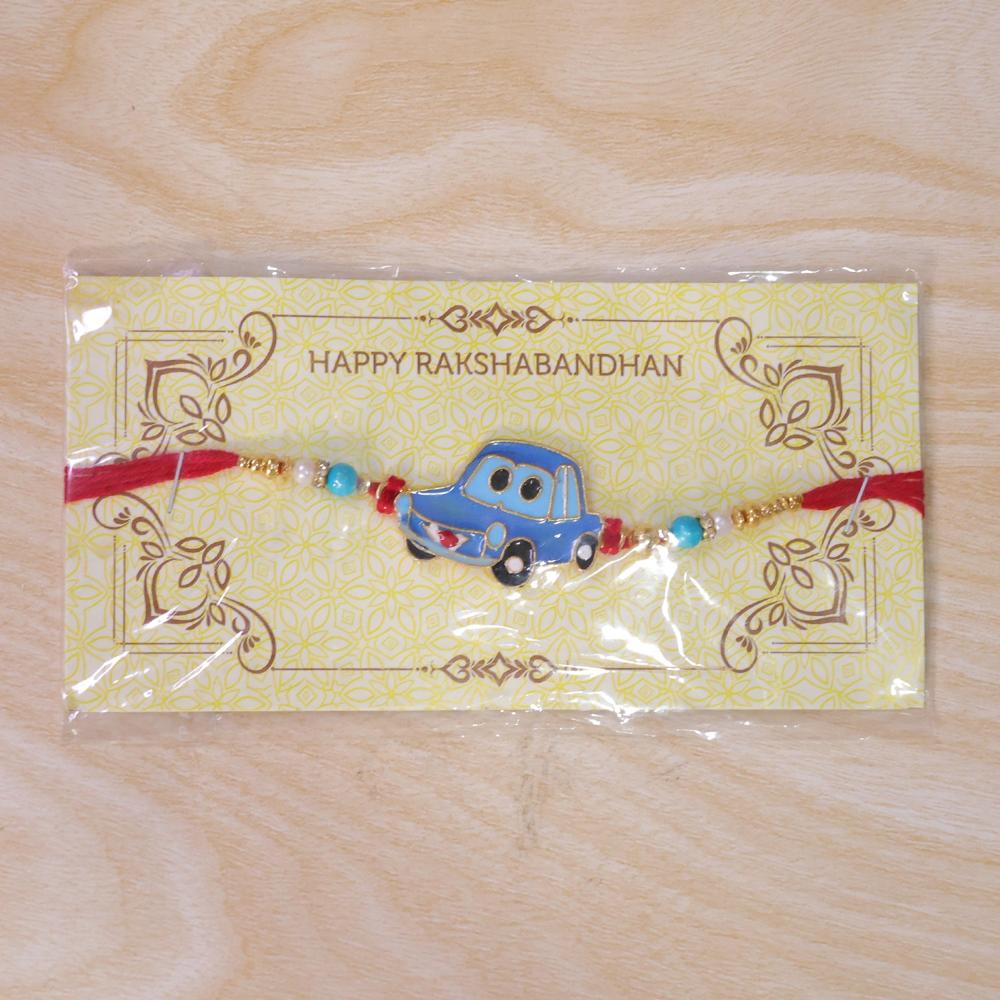 Kids Car Rakhi, Playful Design with Red Thread for Brothers