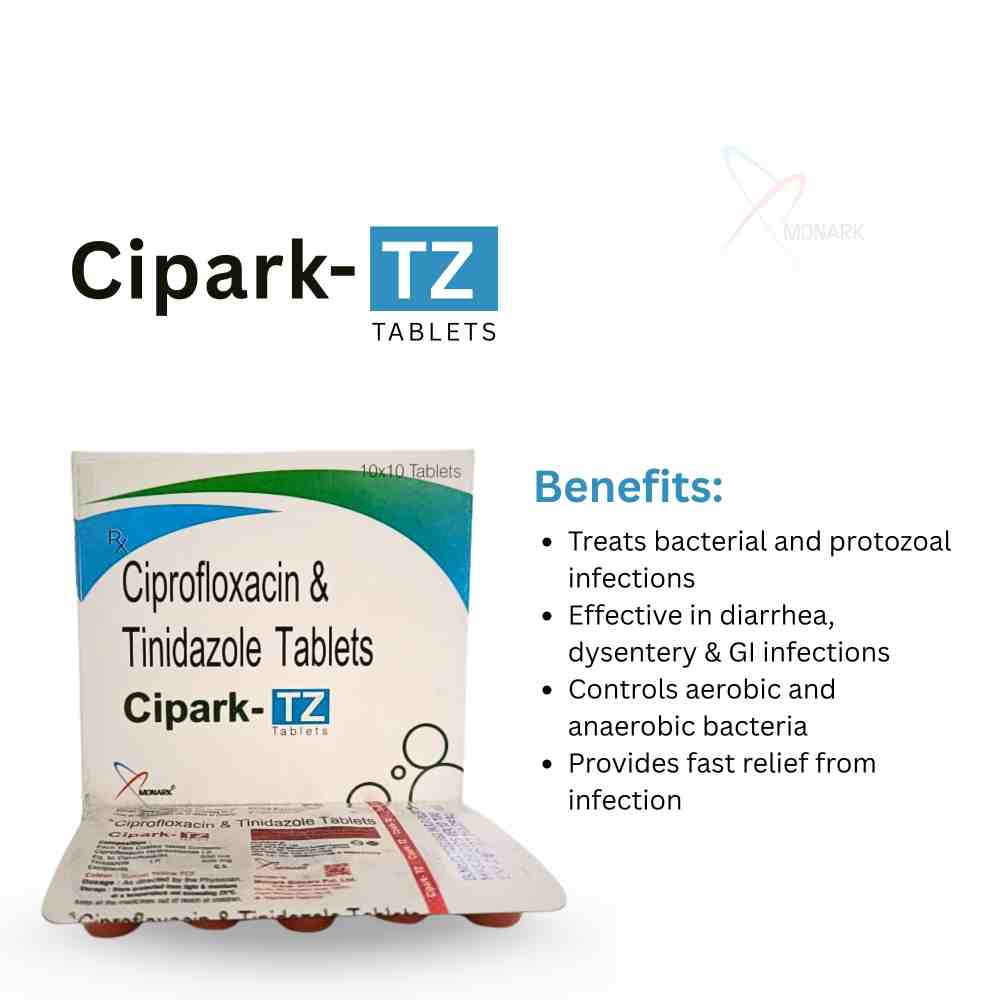 Ciprofloxacin Hydrochloride And Tinidazole Tablets - Brand Name: Cipark-tz