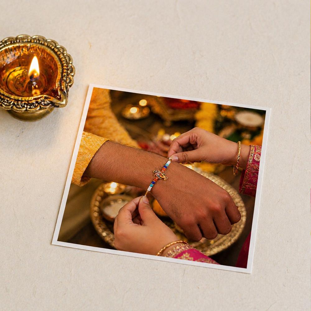 Lord Krishna Rakhi - Colorful Beads for Brother's Festival