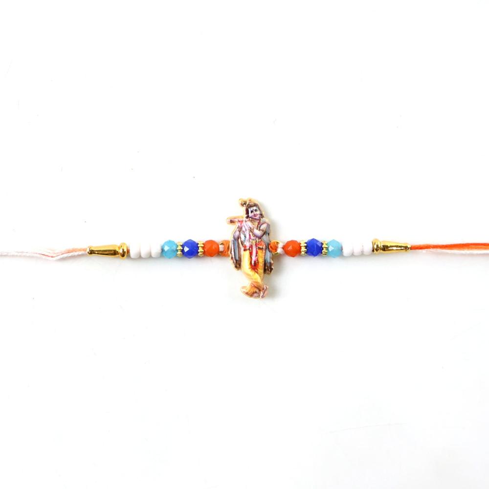 Lord Krishna Rakhi - Colorful Beads for Brother's Festival