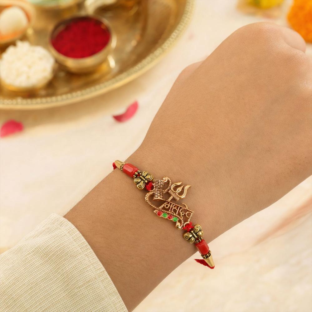 Shiv Rakhi Trishul Damru Design - Sacred Sibling Bond