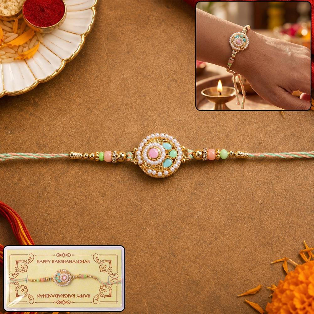 Pastel Pearl Beads Rakhi - Elegant Sibling Festival Accessory - Application: Multipurpose Use