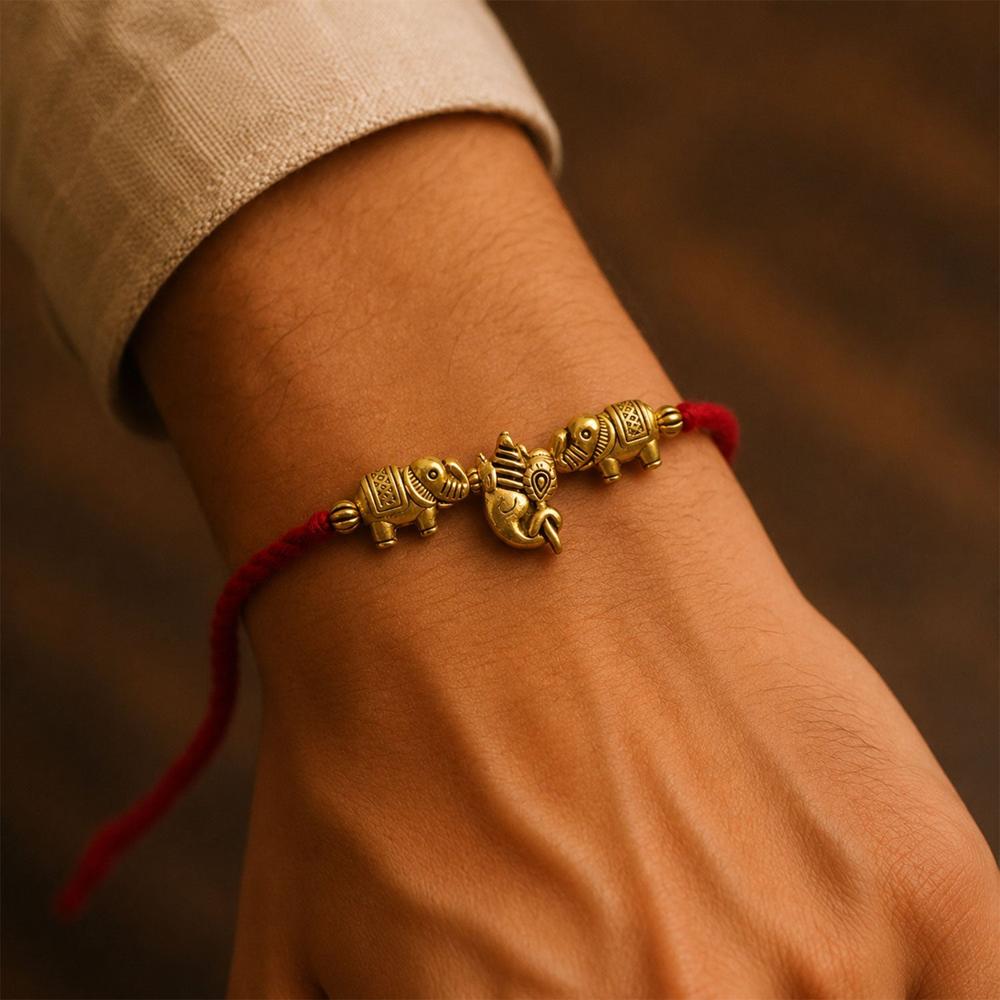 Om Ganesha Rakhi for Brother - Elephant Design Thread Rakhi