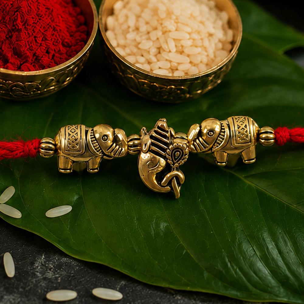 Om Ganesha Rakhi for Brother - Elephant Design Thread Rakhi