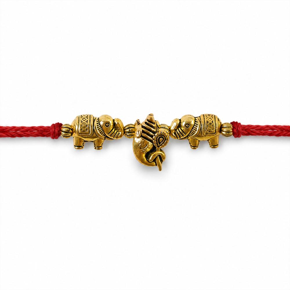 Om Ganesha Rakhi for Brother - Elephant Design Thread Rakhi