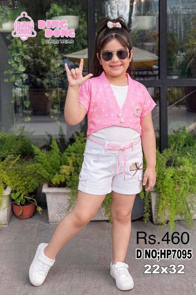Candy Pink Girls Hot Pant Set