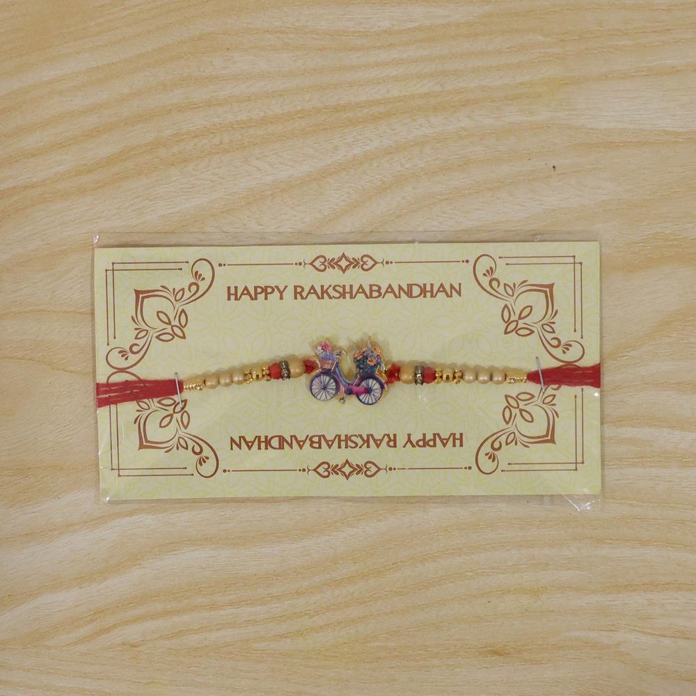 Bicycle Charm Stone Studded Designer Rakhi for Brother