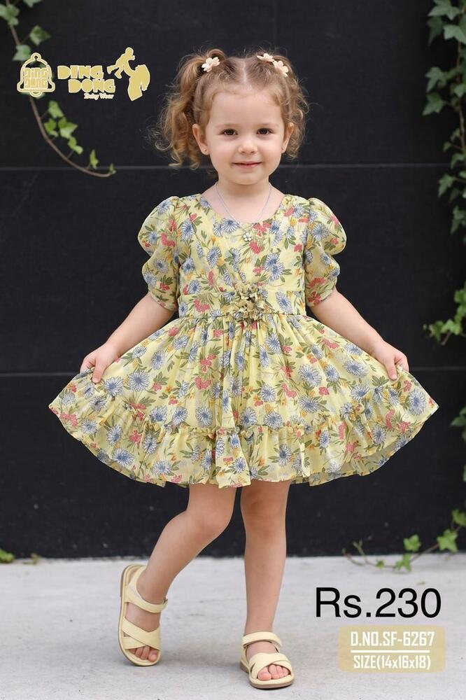 Floral Puff Sleeve Girls Frock