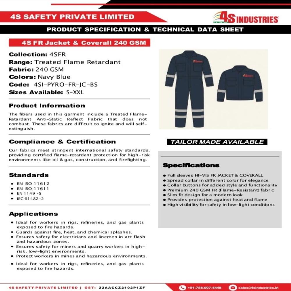 Fr Safety Suit - Application: Industrial