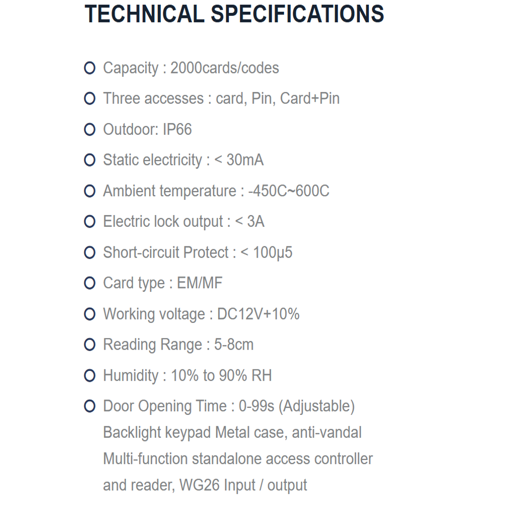 Js-34 Standalone Access Control - Data Capacity: 2