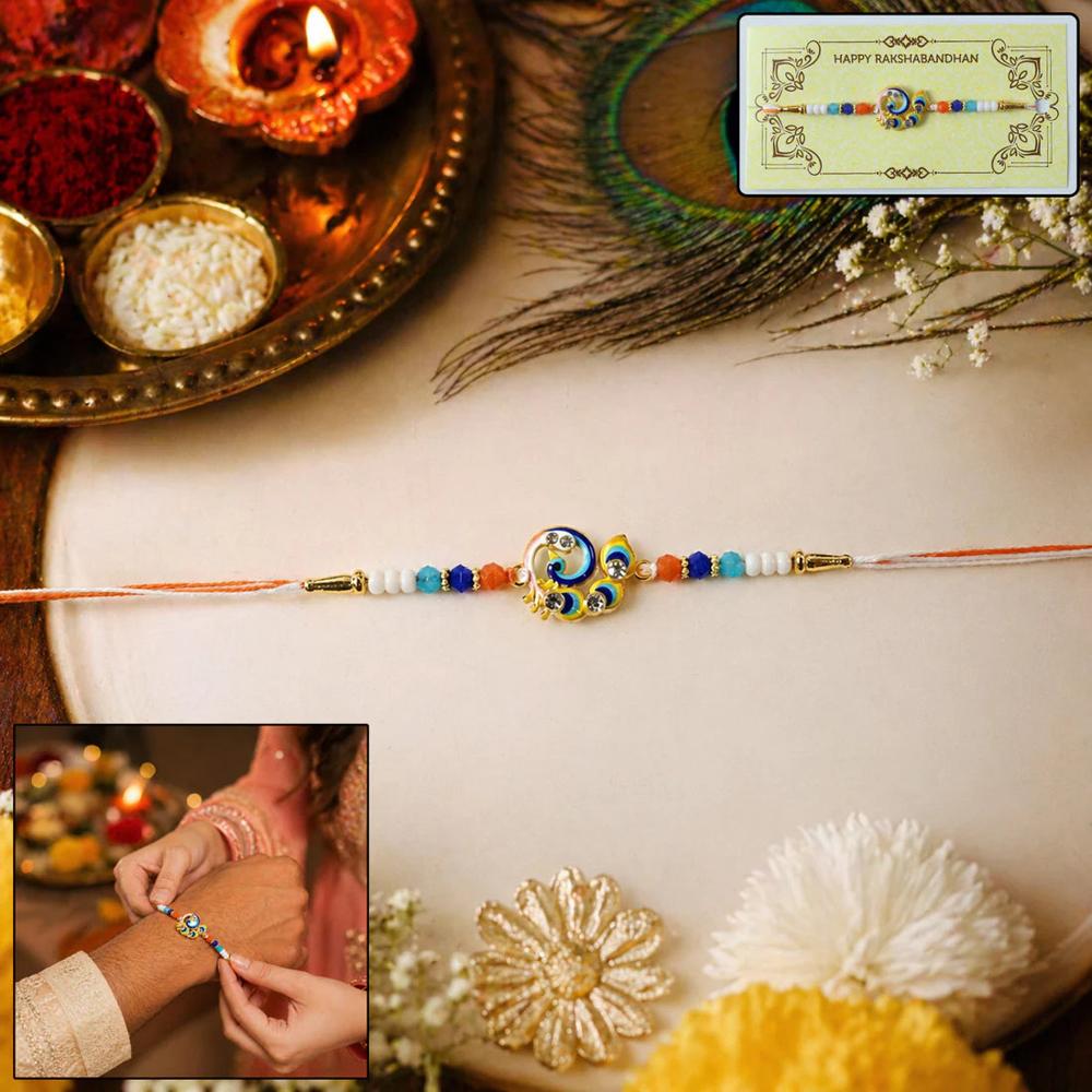 Traditional Rakhi with Colorful Beads - Elegant Brother Gift