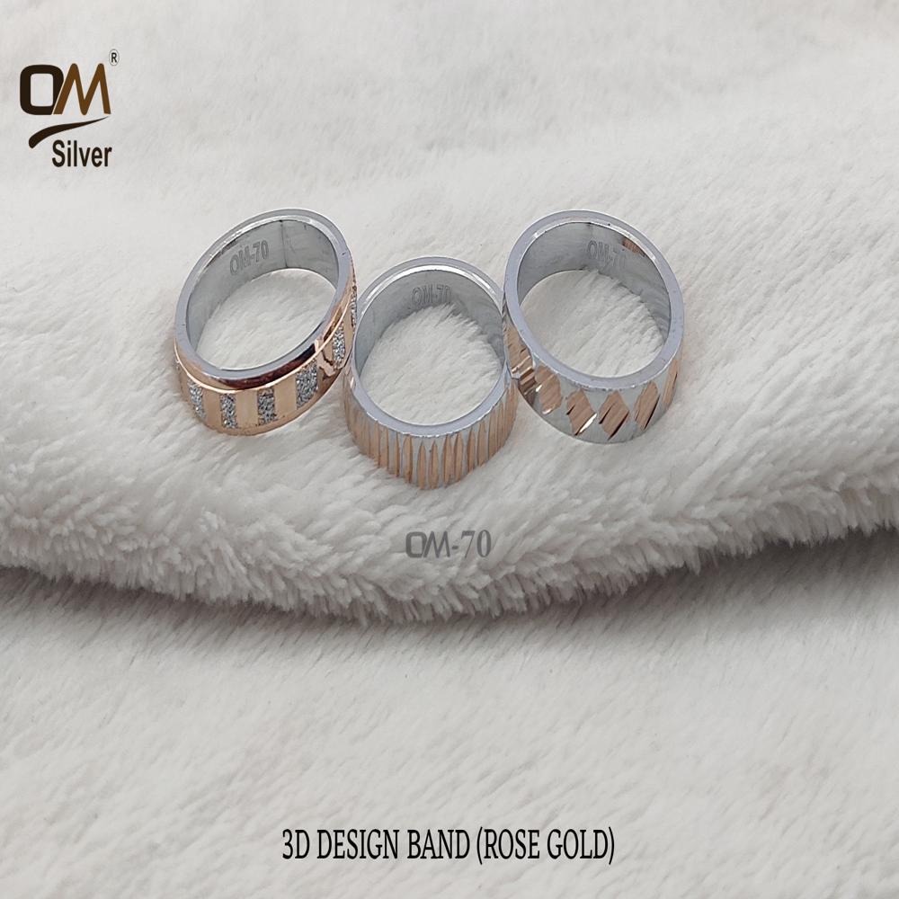 Silver Mens 3D Cnc Rosegold Band Ring - Occasion: Any