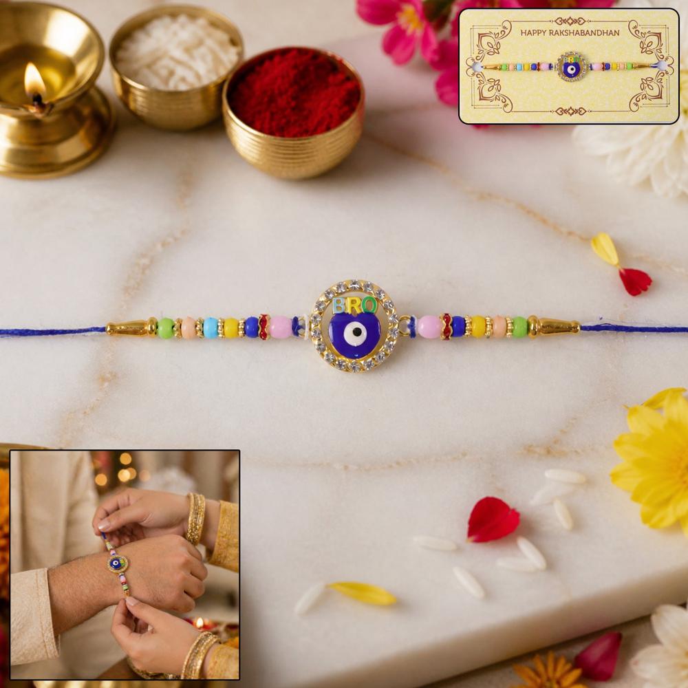 Bro Evil Eye Charm Rakhi - Unique Protective Design for Bhai