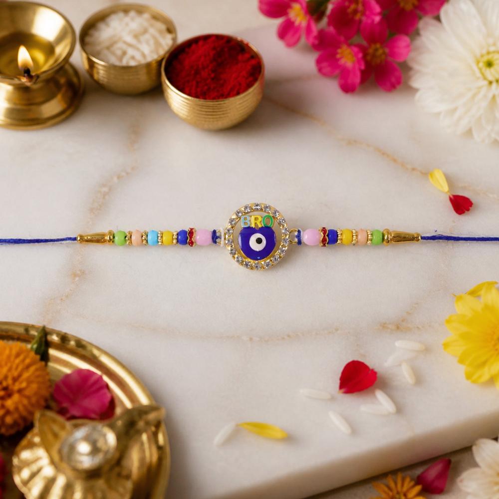 Bro Evil Eye Charm Rakhi - Unique Protective Design for Bhai