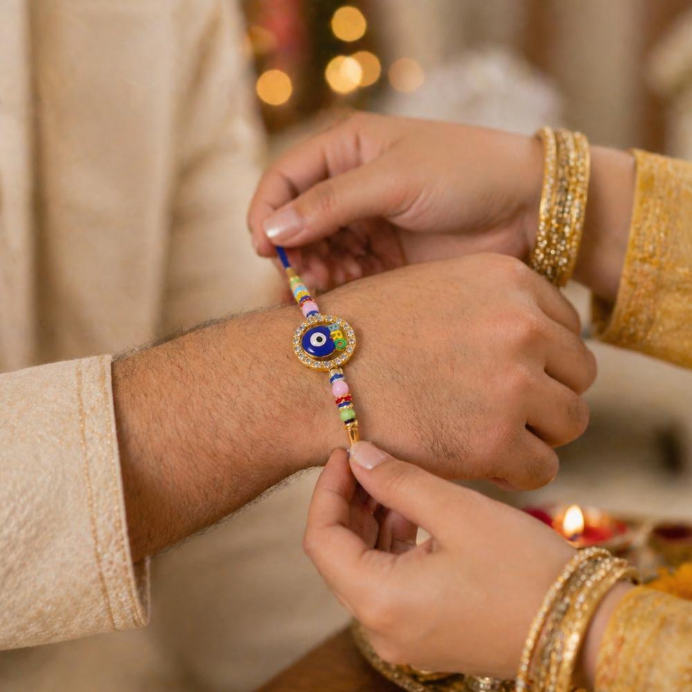 Bro Evil Eye Charm Rakhi - Unique Protective Design for Bhai