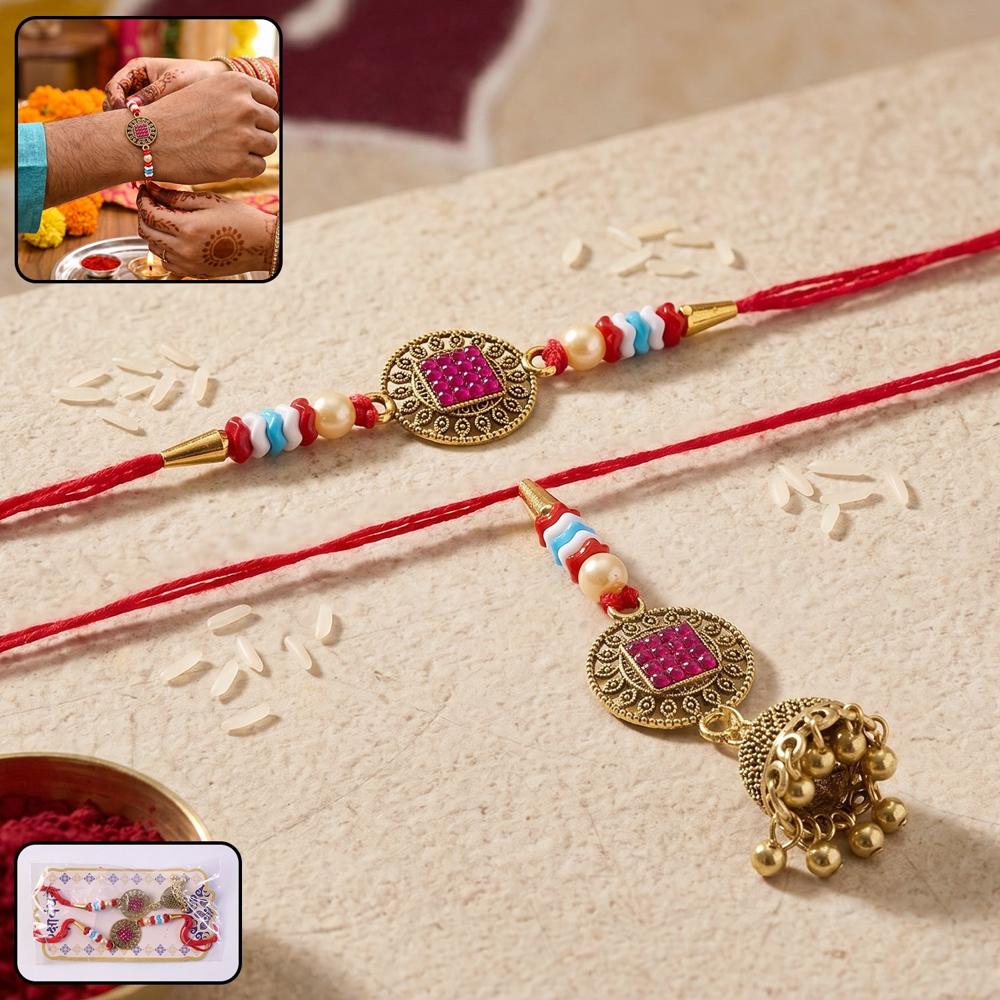 Meenakari Bead Bhabhi Rakhi - Elegant Traditional Design