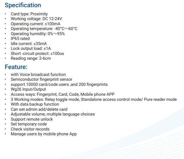 JS-36E(Touch Fingerprint Access Control with LCD Screen)