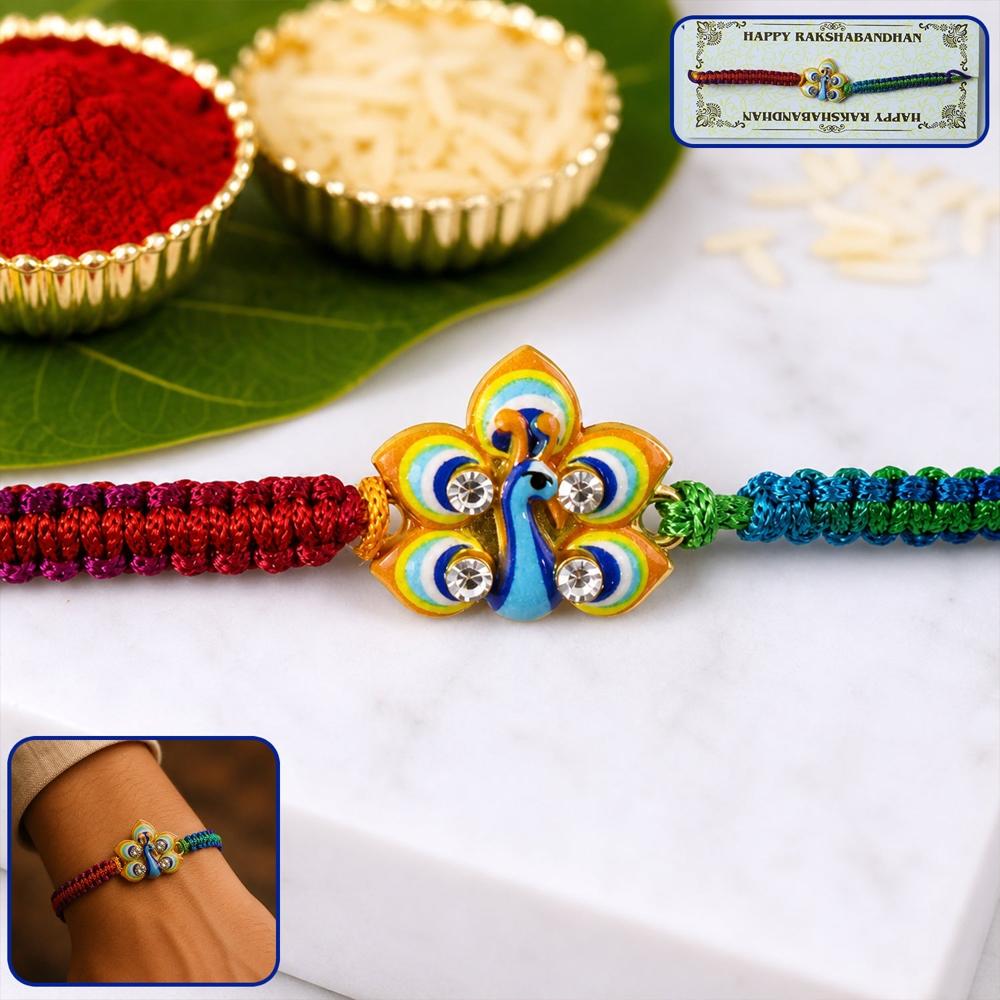 Peacock Design Rakhi - Elegant & Lightweight for Brothers