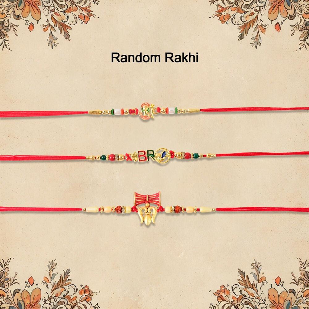 Gold-Toned Rakhi Combo Pack of 3 - Festive Raksha Bandhan Set