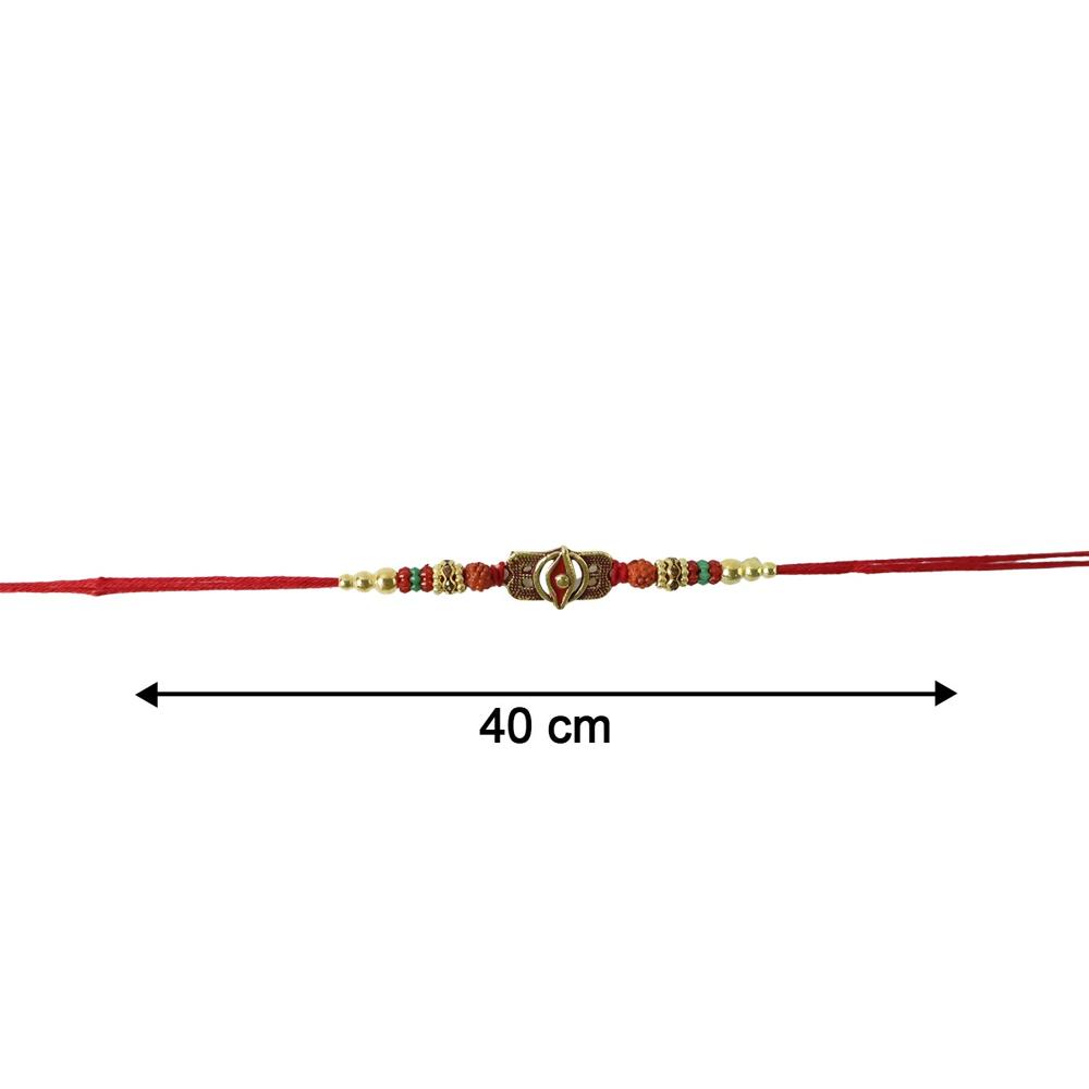 Rudraksha Rakhi - Antique Oxidized Design for Brother