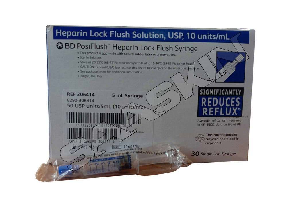 BD PosiFlush Heparin Lock Flush Syringe , 5mL