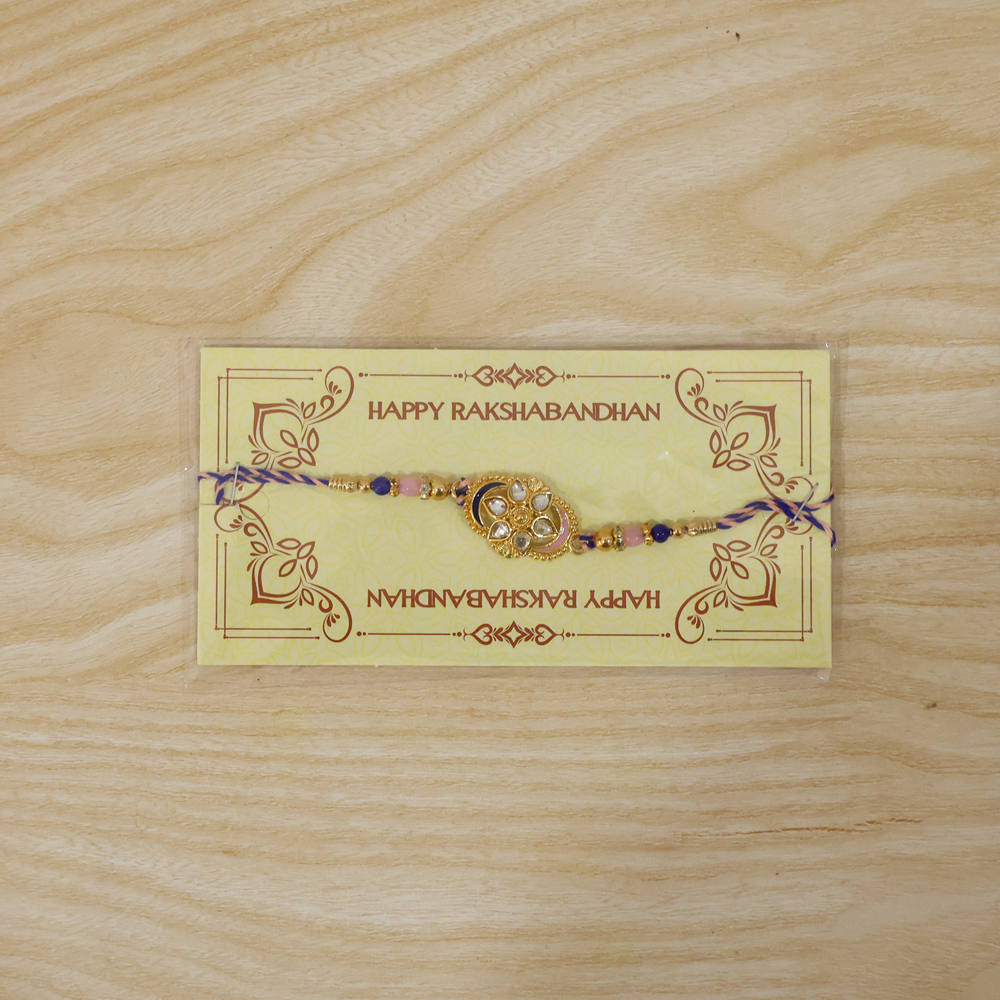 Kundan Floral Beaded Rakhi - Stylish Lightweight Thread for Brother