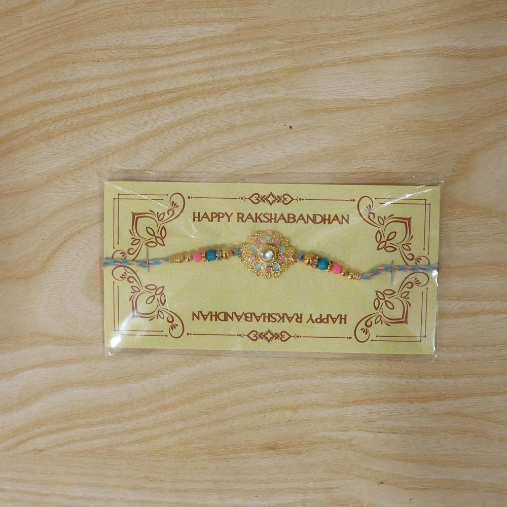 Rakhi - Stylish & Lightweight Floral Kundan Beads Design