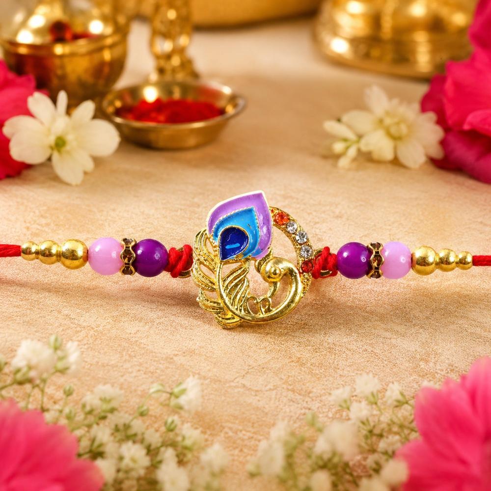 Rakshabandhan Peacock Rakhi - Elegant Traditional Brother Gift
