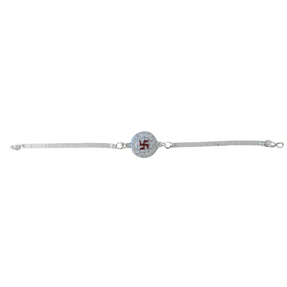 Rakshabandhan Silver Swastik Rakhi - Elegant Designer Gift