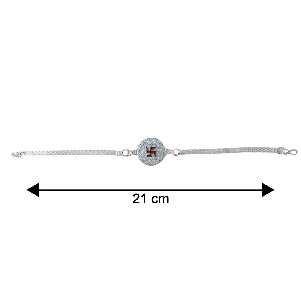 Rakshabandhan Silver Swastik Rakhi - Elegant Designer Gift