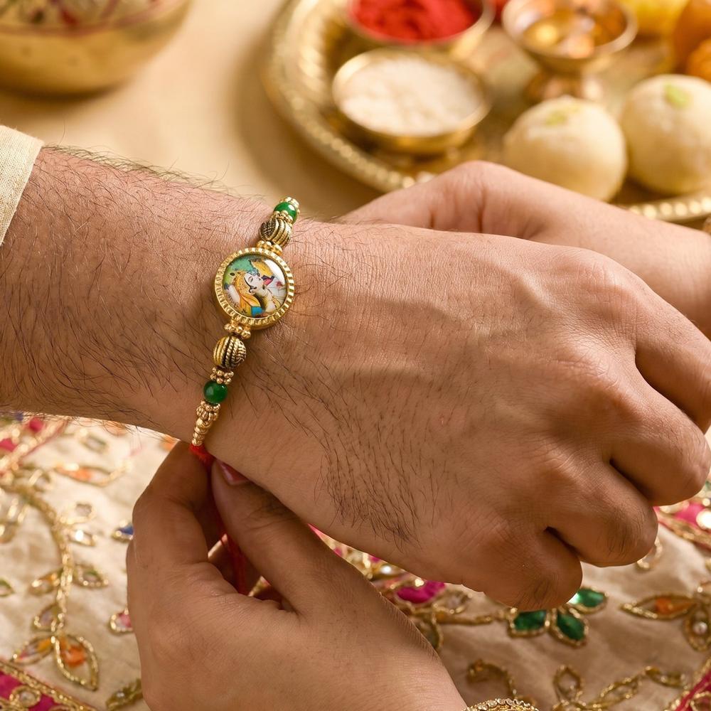 Peacock Charm Bhabhi Rakhi - Colorful Beads & Traditional Elegance