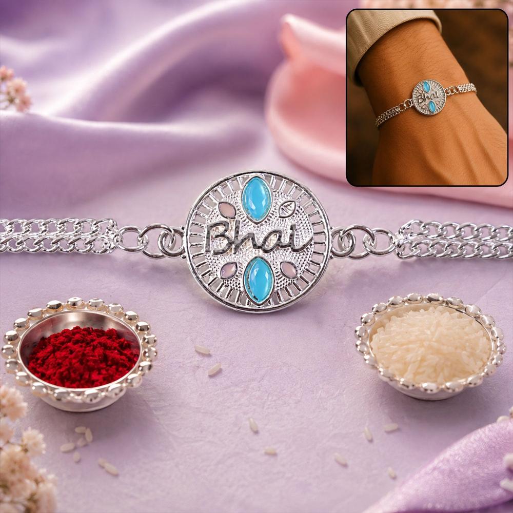 Silver Chain Floral Rakhi - Elegant Brother Gift For Raksha Bandhan - Application: Multipurpose Use