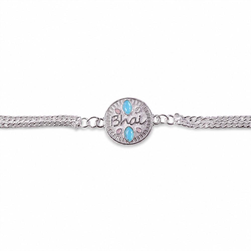 Silver Chain Floral Rakhi - Elegant Brother Gift for Raksha Bandhan