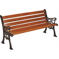 Cast Iron Bench - Cast Iron & Hardwood, 3-seater, Brown & Black, Powder-coated Frame, Rust-resistant