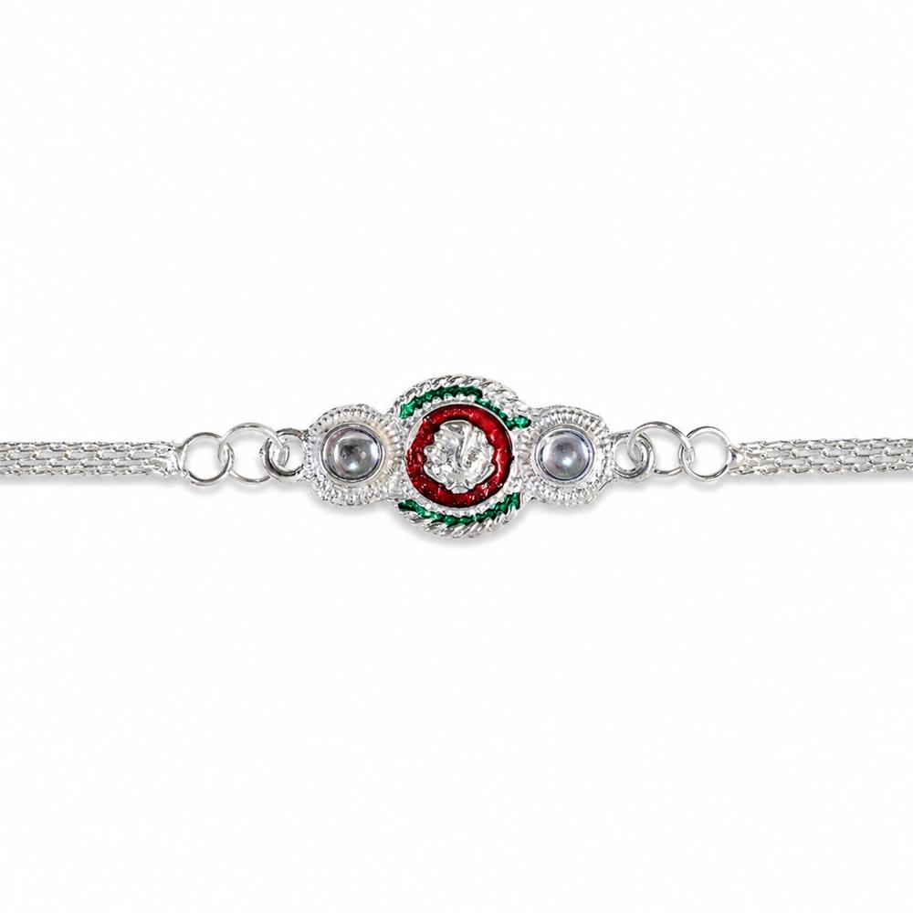 Silver Ganesha Rakhi - Elegant Dual Chain for Raksha Bandhan