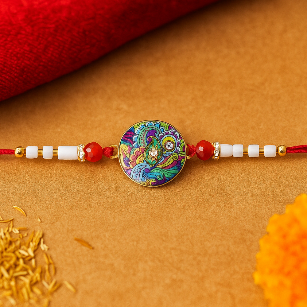 Paisley Swirl Rakhi - Elegant Handcrafted Raksha Bandhan Gift - Application: Multipurpose Use