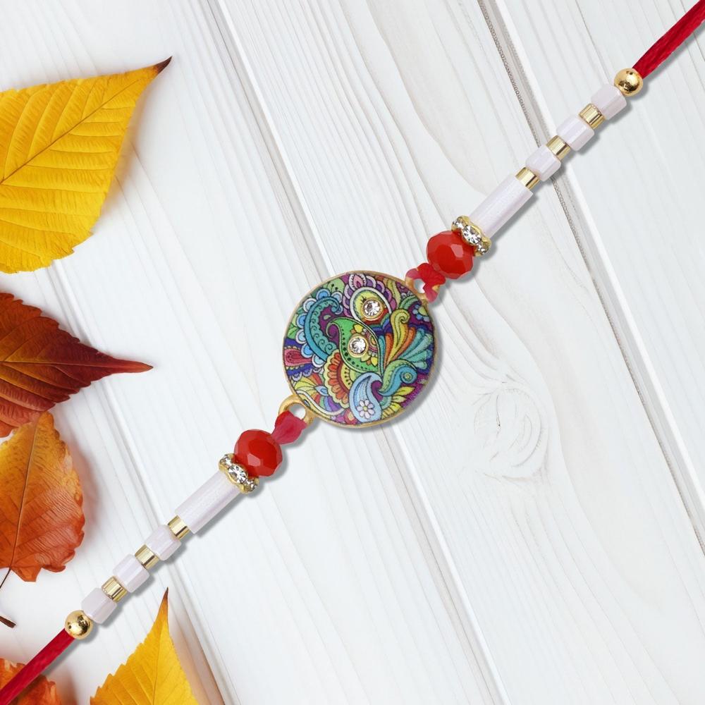 Paisley Swirl Rakhi - Elegant Handcrafted Raksha Bandhan Gift