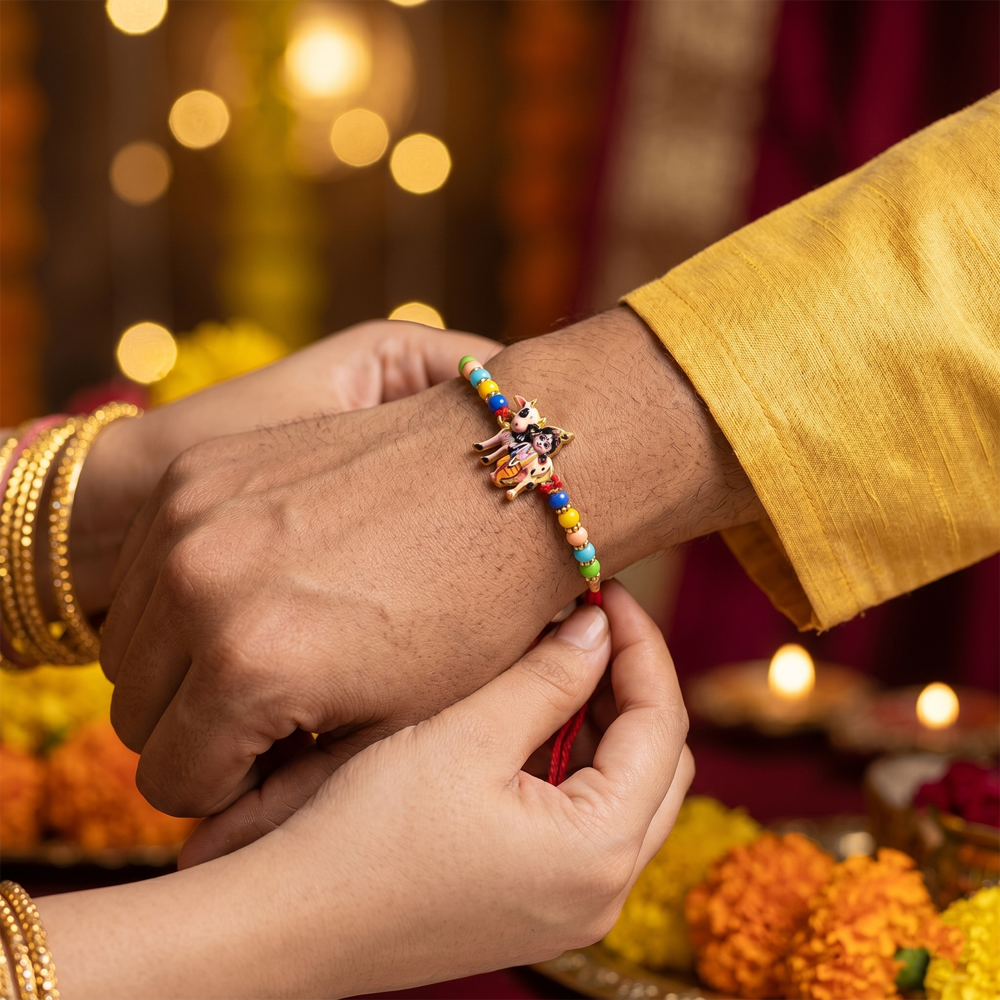 Lord Krishna Rakhi - Divine Protection & Traditional Charm