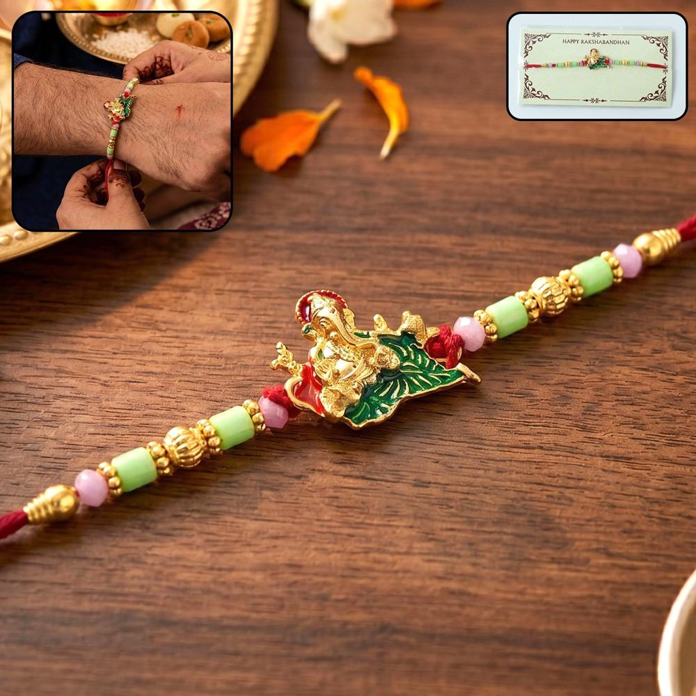 Ganesha Rakhi - Elegant Traditional Sister Gift For Raksha Bandhan - Application: Multipurpose Use