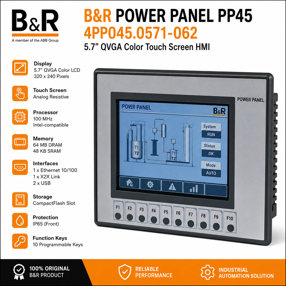 B&R 4PP045.0571-062 Power Panel PP45 5.7 Inch QVGA Color Touch Screen HMI