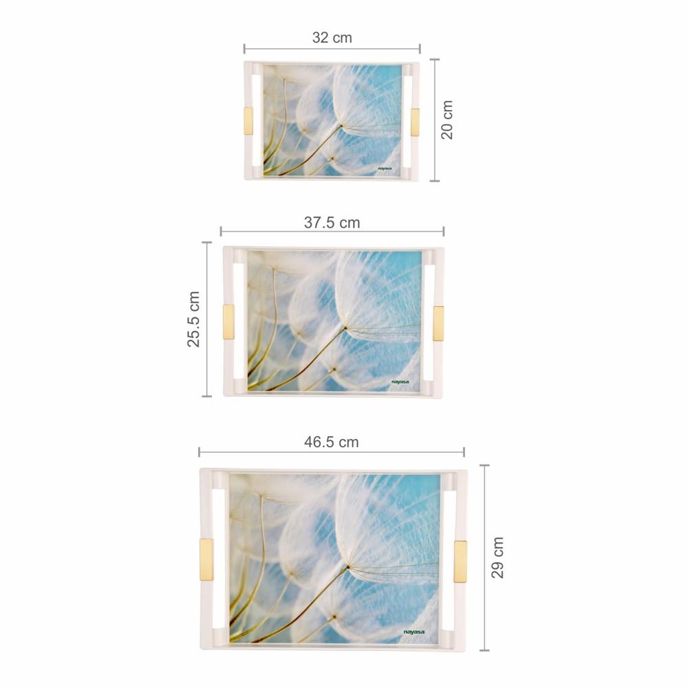 Plastic Rectangular Serving Tray Set Of 3 - Color: Multicolor