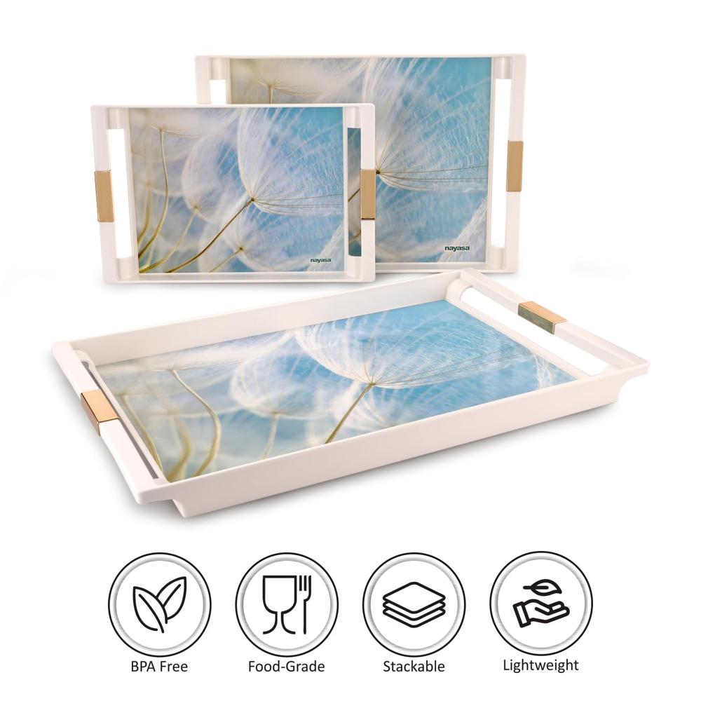 Plastic Rectangular Serving Tray Set Of 3 - Color: Multicolor