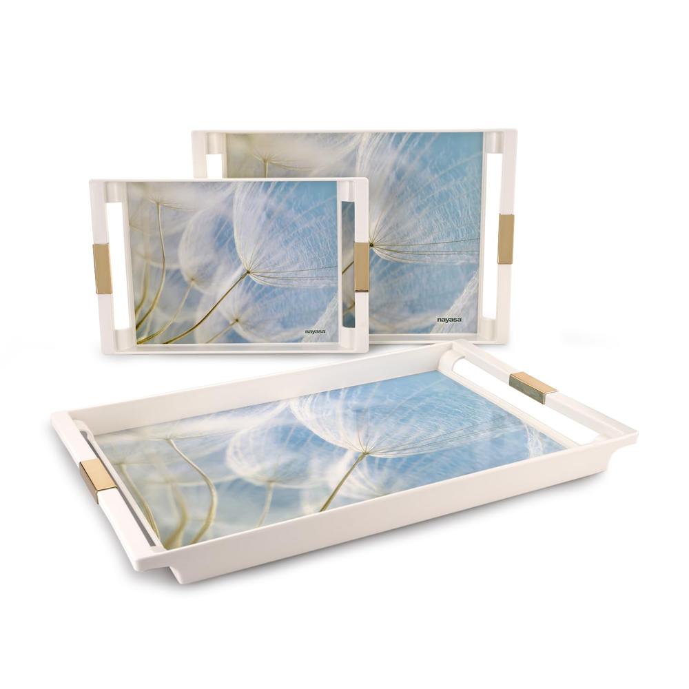 Plastic Rectangular Serving Tray Set Of 3 - Color: Multicolor