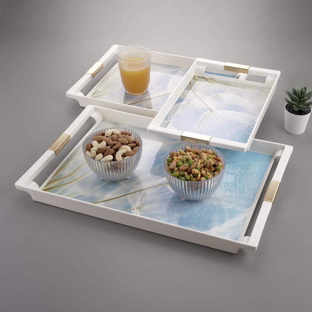 Nayasa Deco Plastic Rectangular Serving Tray Small - Color: Blue