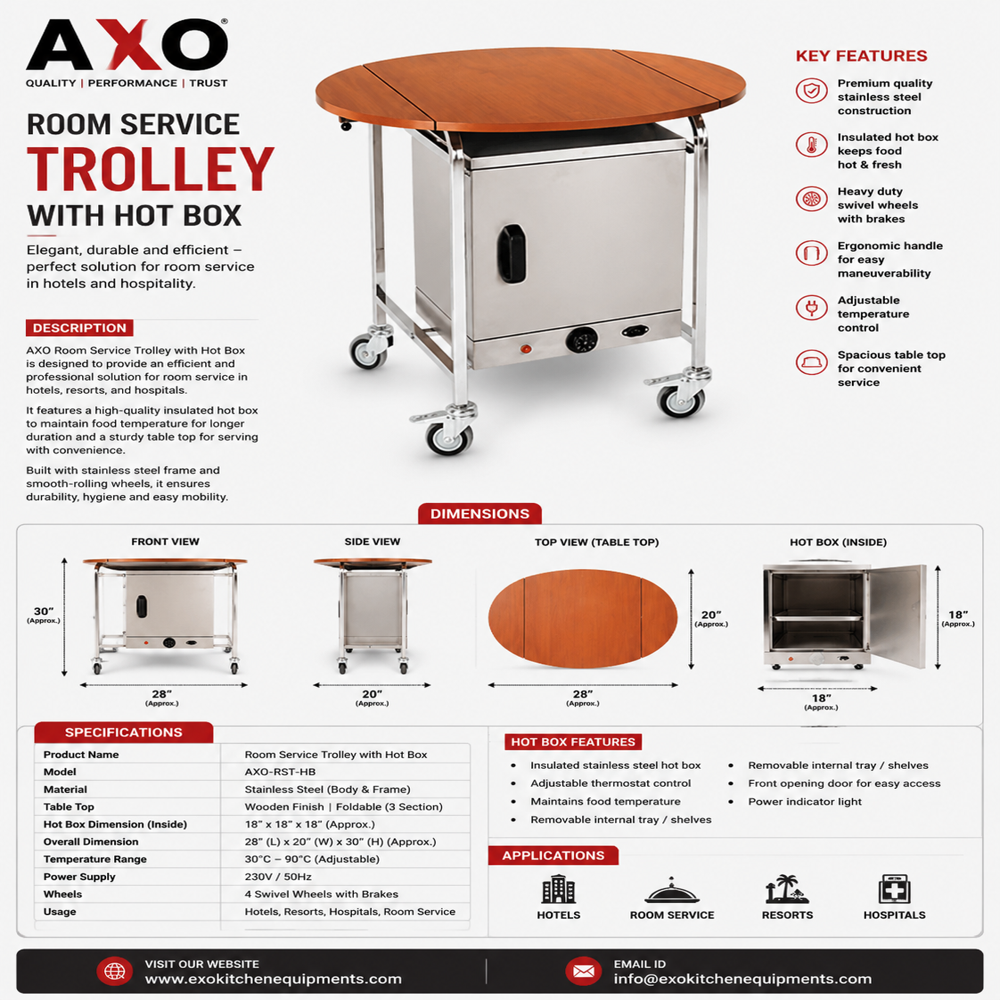Room Service Trolley With Hot Box
