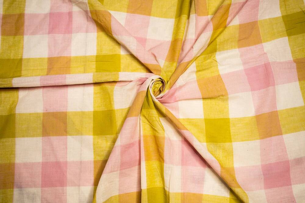 Lime And Pink Handwoven Checks