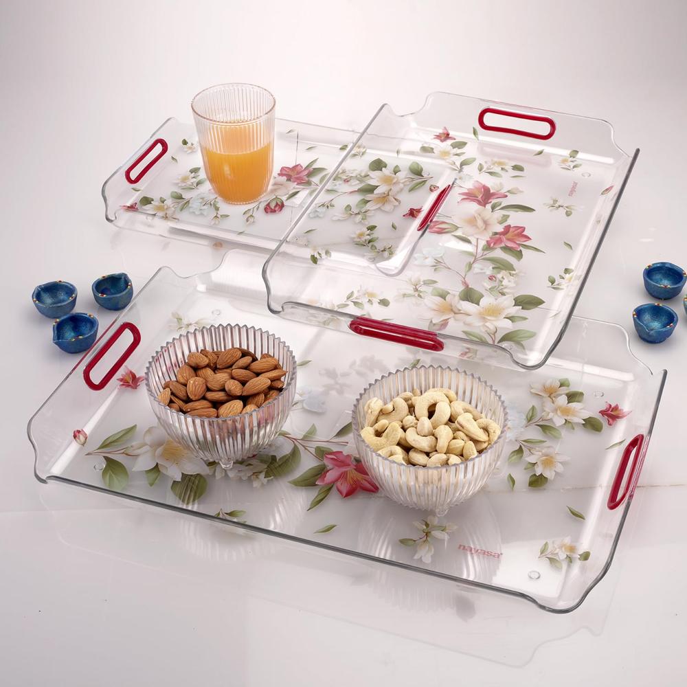 Plastic Rectangular Serving Tray Set of 3
